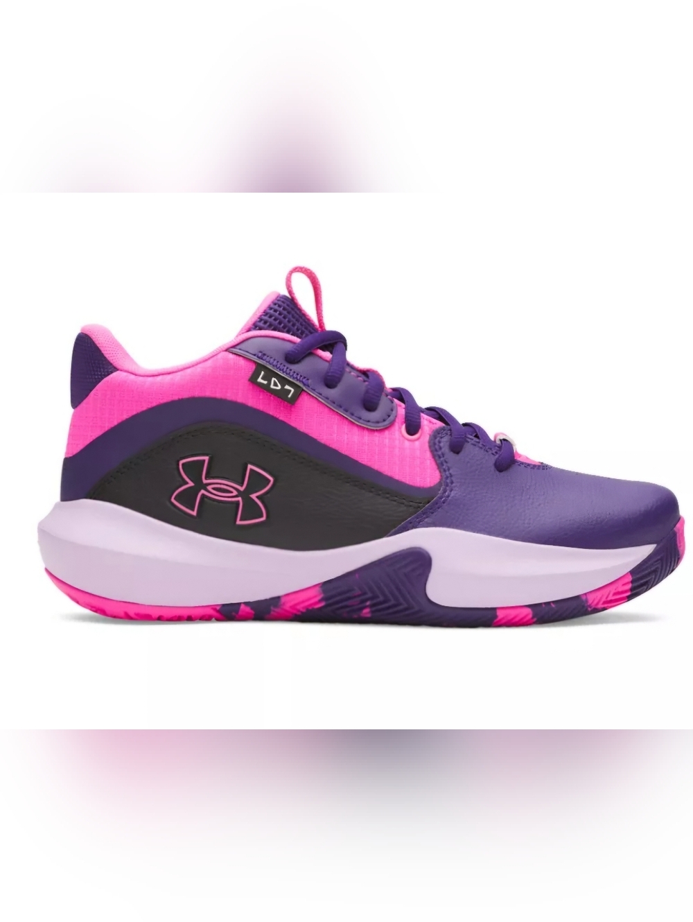💜 Under Armour Little Kids Pink and Purple Lace-Up Sneakers, Size 2